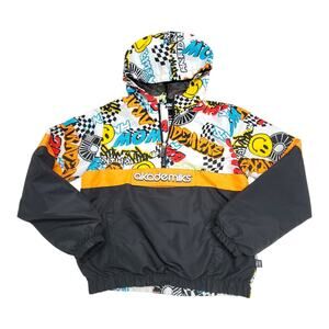 Akademiks Boys Youth 18 Graffiti Smiley Hooded Anorak Windbreaker Jacket